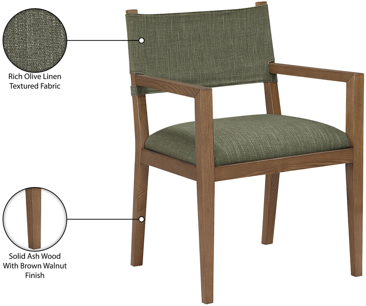 Avon - Linen Textured Performance Fabric Dining Arm Chair
