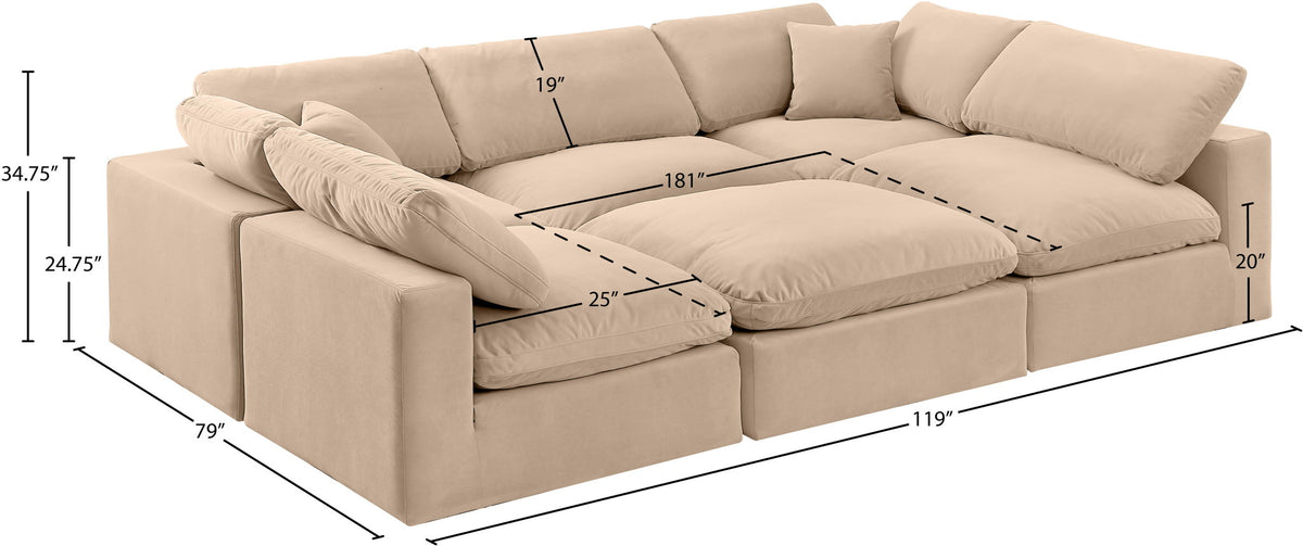 Comfy - 6 Piece Velvet Sectional