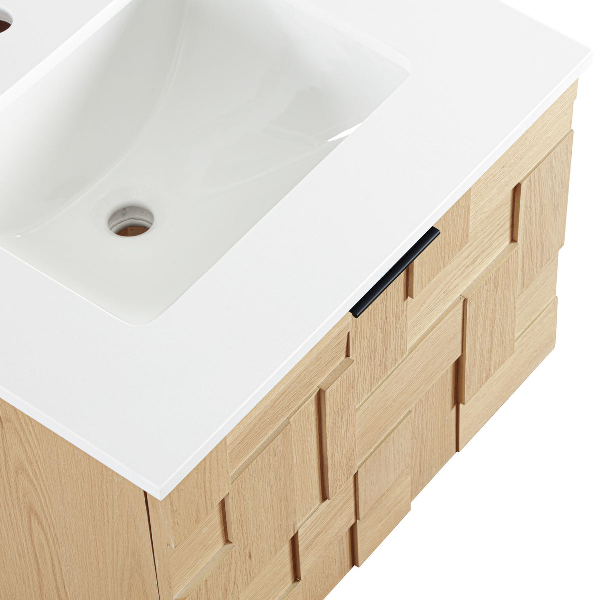 Leonardo - Engineered Stone And Solid Wood 24" Wall Mounted Bathroom Vanity