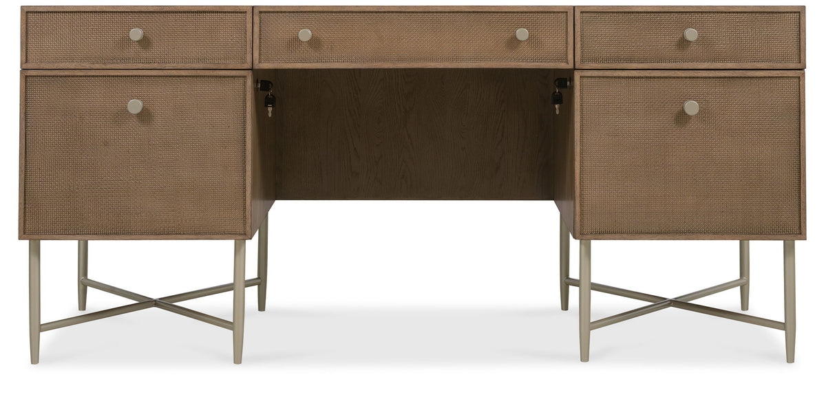 Sonnet - Sonnet Executive Desk - Dark Gray / Light Brown