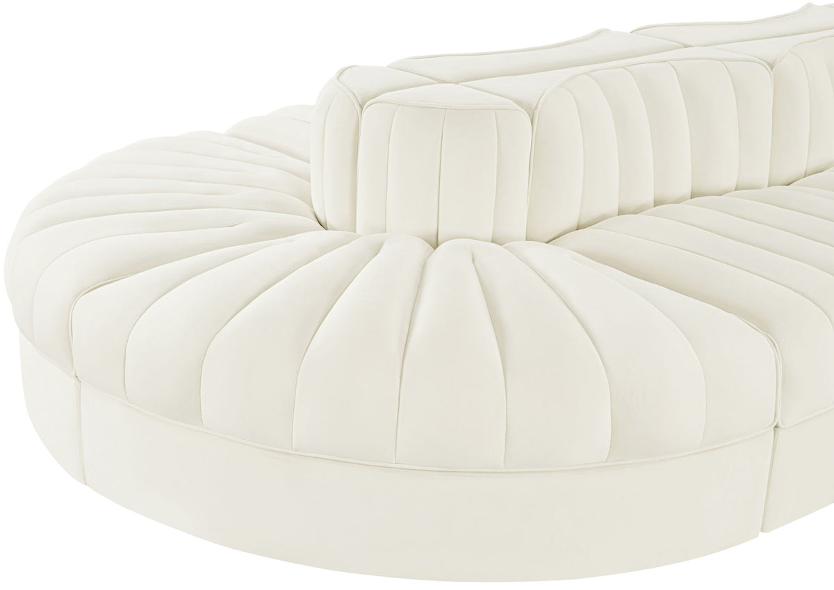 Rummi - Oval Velvet Performance Fabric Upholstered 8 Piece Modular Sectional
