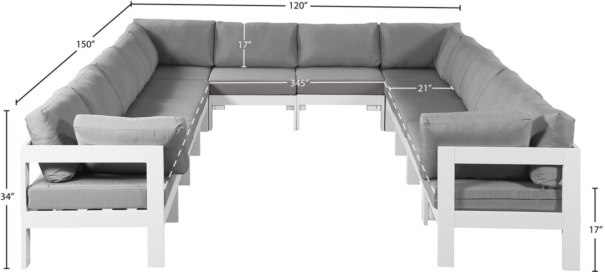 Nizuc - Outdoor Patio 12 Piece Modular Sectional With White Frame