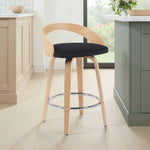 Sonia - Modern Swivel Counter Height Bar Stool - Patterned Oak Wood Finish