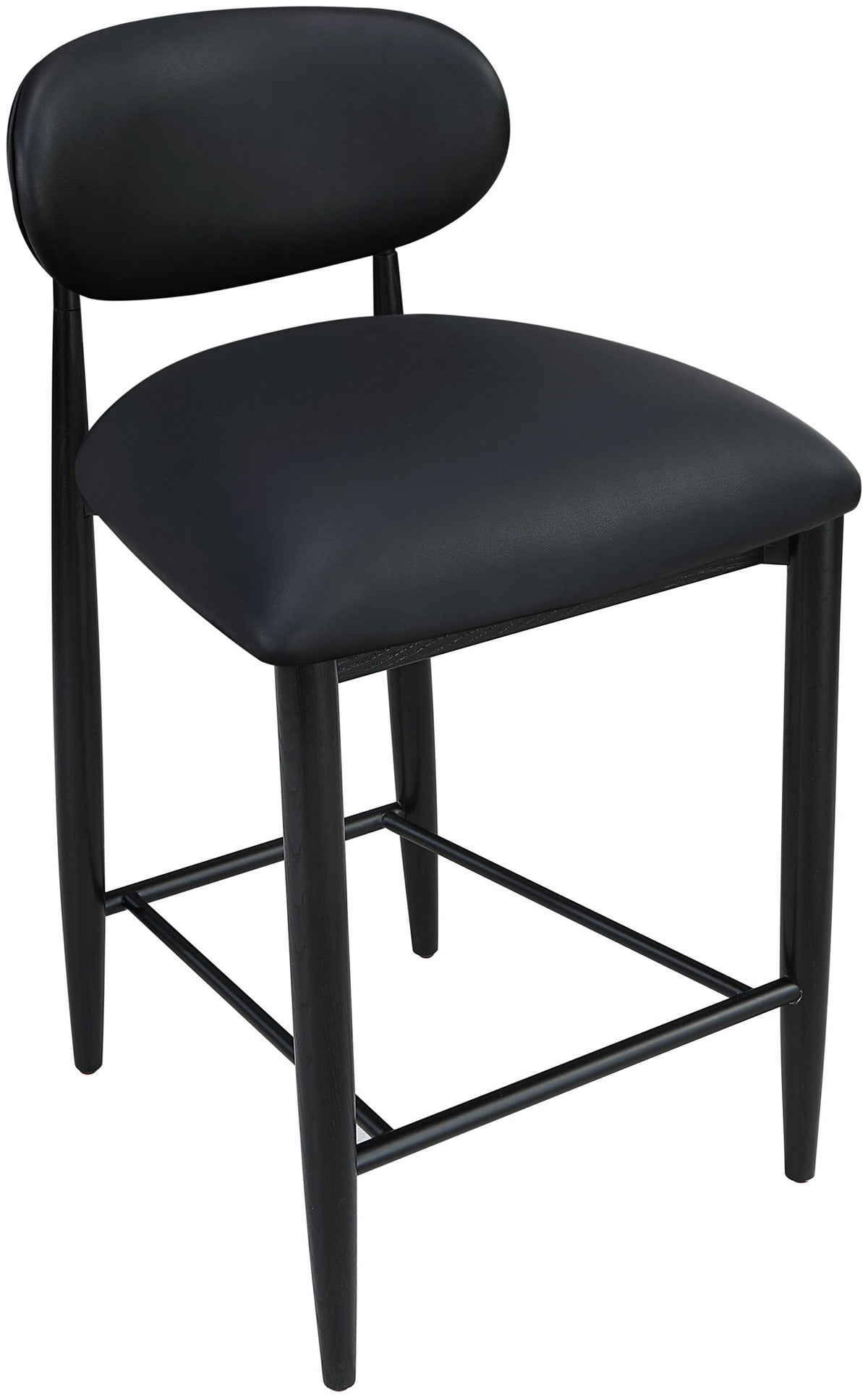 Riccio - Faux Leather Stool - Black Frame