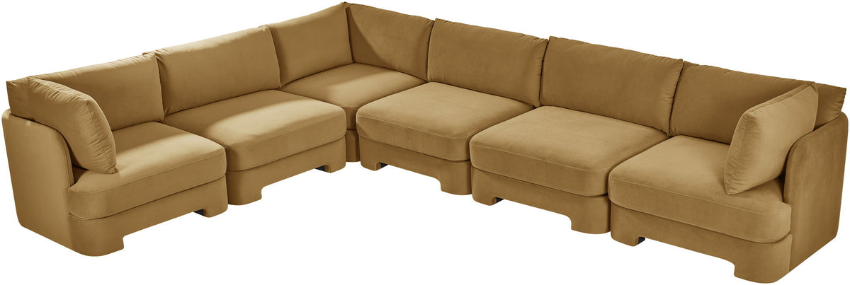 Hammond - Velvet Performance Fabric Upholstered 6 Piece Corner Sectional