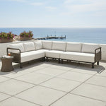 Brampton - Metal Outdoor Sectional With Cushions - Gray / Off White