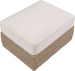 Seacrest - Olefin Water Resistant Fabric And Wicker Outdoor Patio Ottoman/Coffee Table
