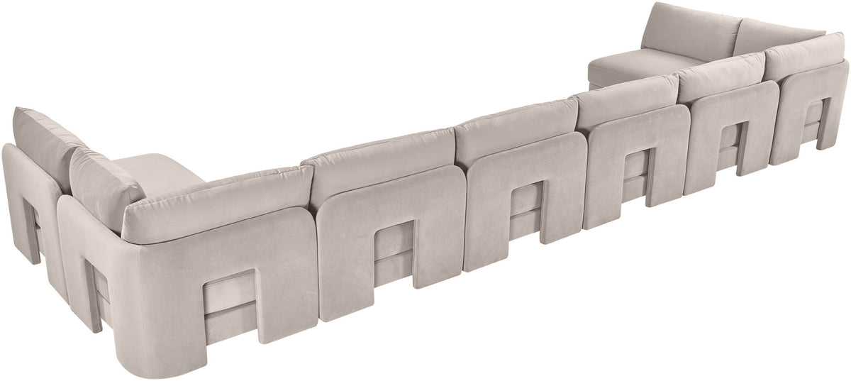 Hammond - Velvet Performance Fabric Upholstered 8 Piece U-Shaped Armless Sectional - Beige