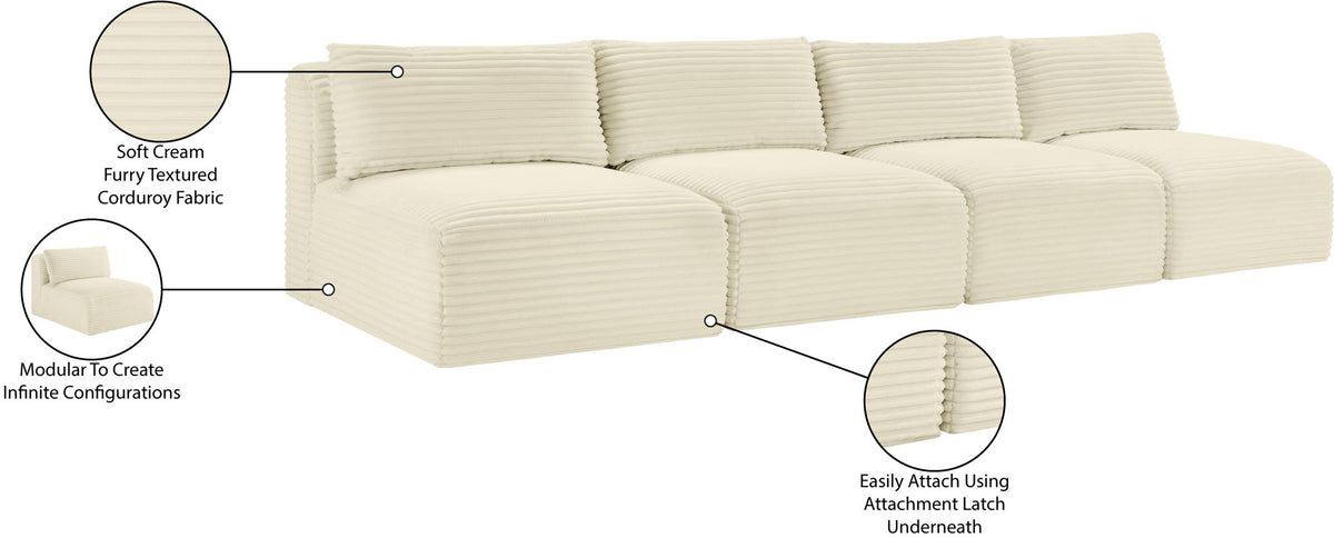 Shaggy - 4 Seat Modular Armless Sofa