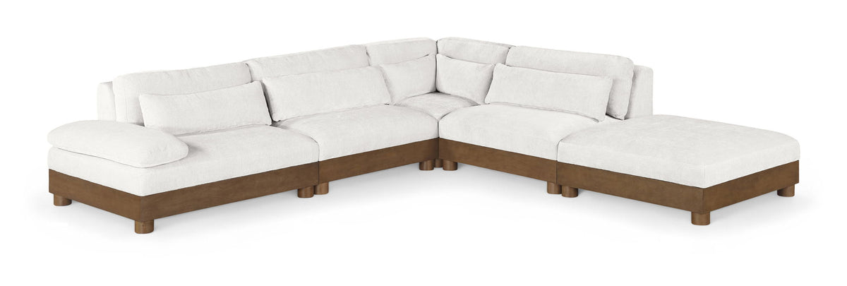 Turin - Chenille Fabric Upholstered Modular Sectional - Cream