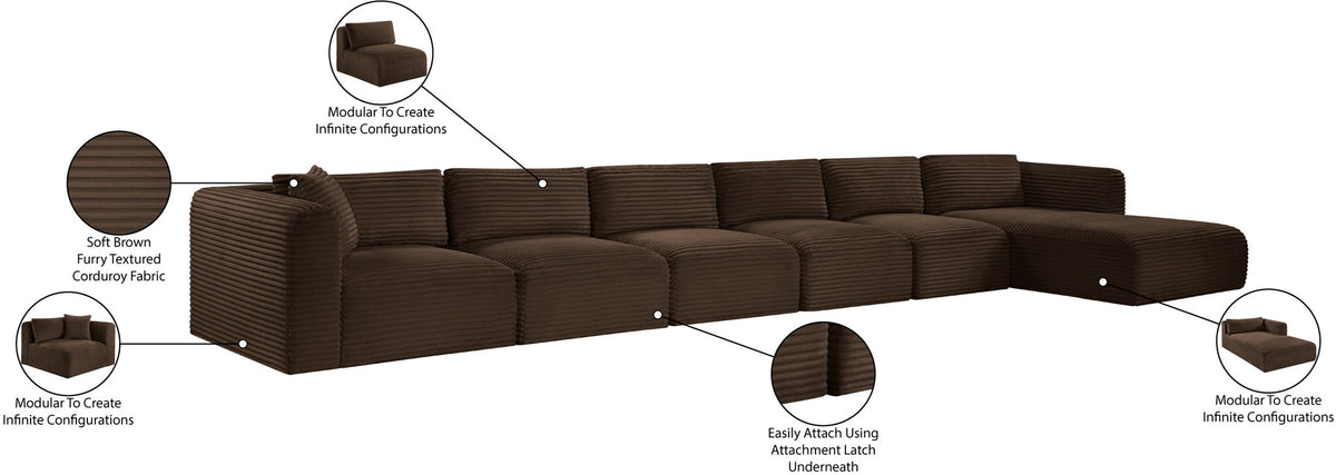 Shaggy - 6 Piece Modular Sectional With Chaise