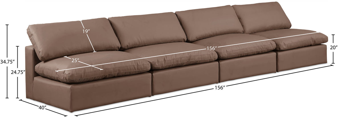 Comfy - Faux Leather Modular Armless Sofa 4 Seats