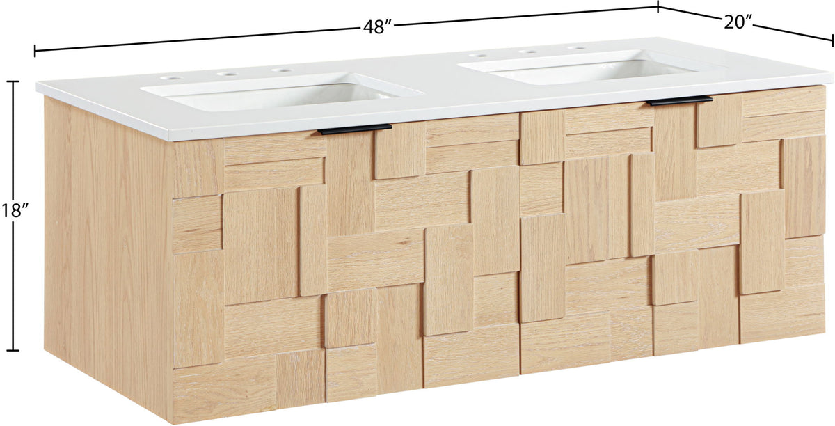 Leonardo - Engineered Stone And Solid Wood 24" Wall Mounted Bathroom Vanity