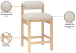Roundhill - Fabric Counter Stool - Natural Frame