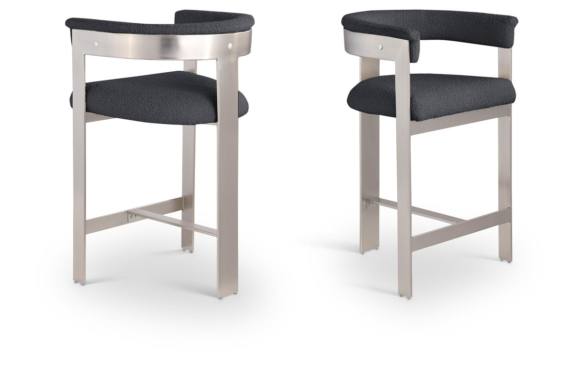Romeo - Boucle Counter Stool With Silver Base (Set of 2)
