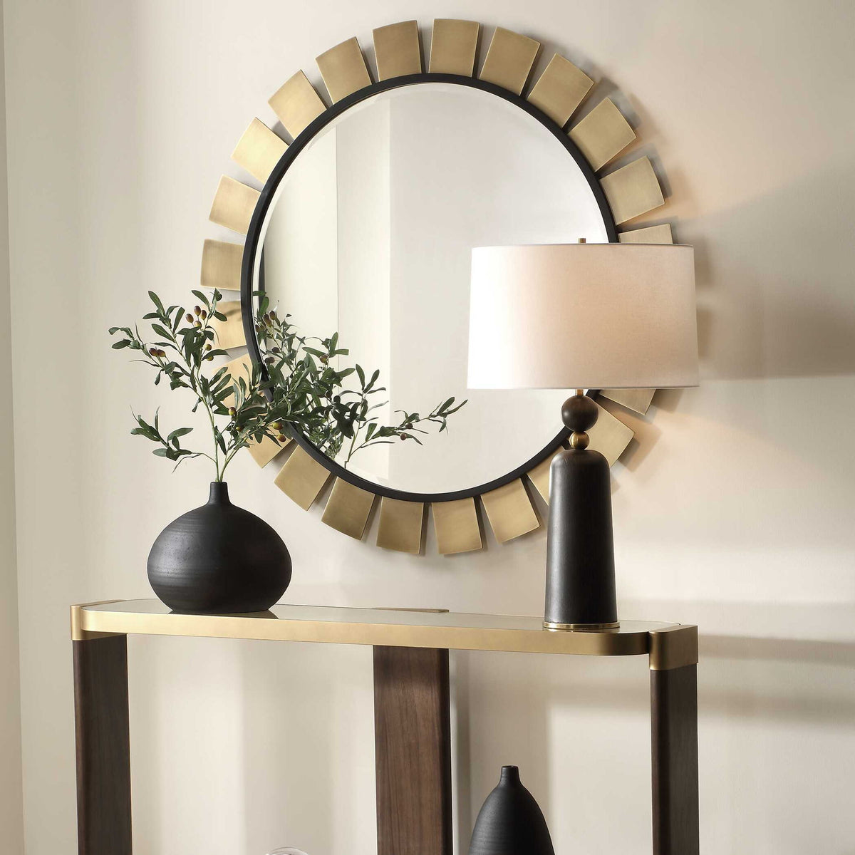 Toluca - Round Mirror - Brass