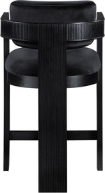 Sacha - Velvet Stool With Black Base