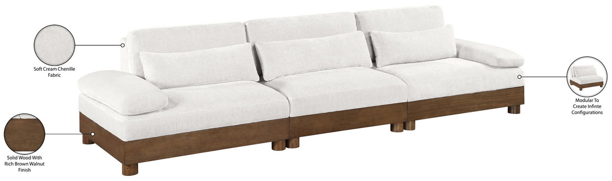 Turin - Chenille Fabric Upholstered Modular Sectional - Cream