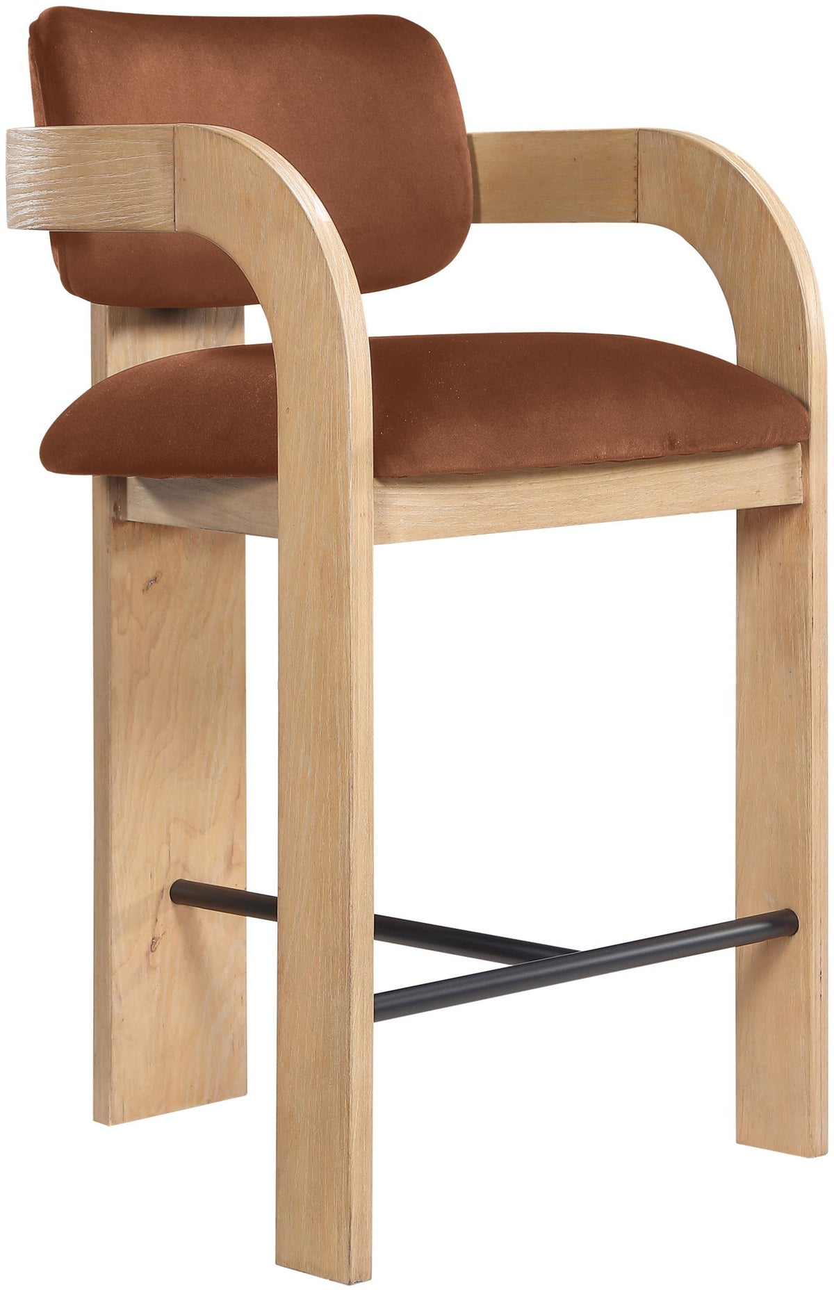 Cedra - Velvet Performance Fabric Upholstered Counter Stool - Cognac