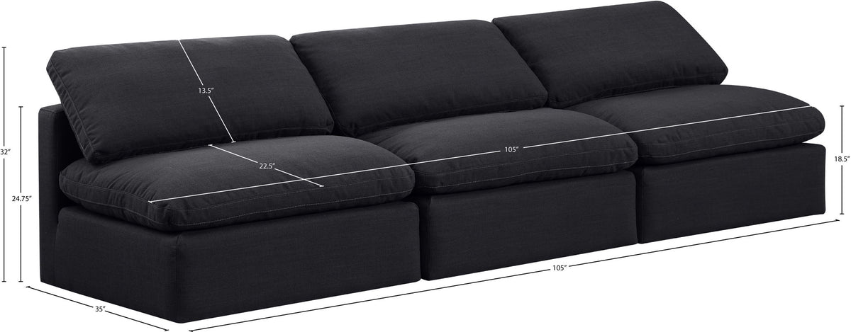 Indulge - Linen 3 Seat Modular Armless Sofa