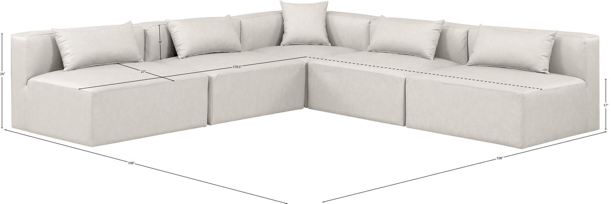 Cube - 5 Piece Modular Corner Armless Sectional