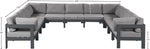 Nizuc - Outdoor Patio 11 Piece Modular Sectional With Gray Frame
