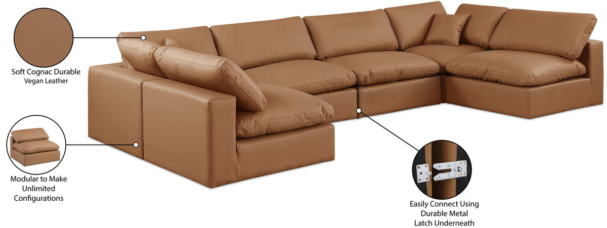 Comfy - 6 Piece Faux Leather Modular Armless Sectional