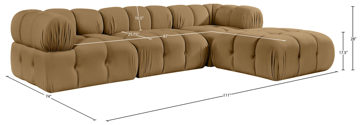 Orin - Velvet 4 Piece Modular Sectional With Chaise