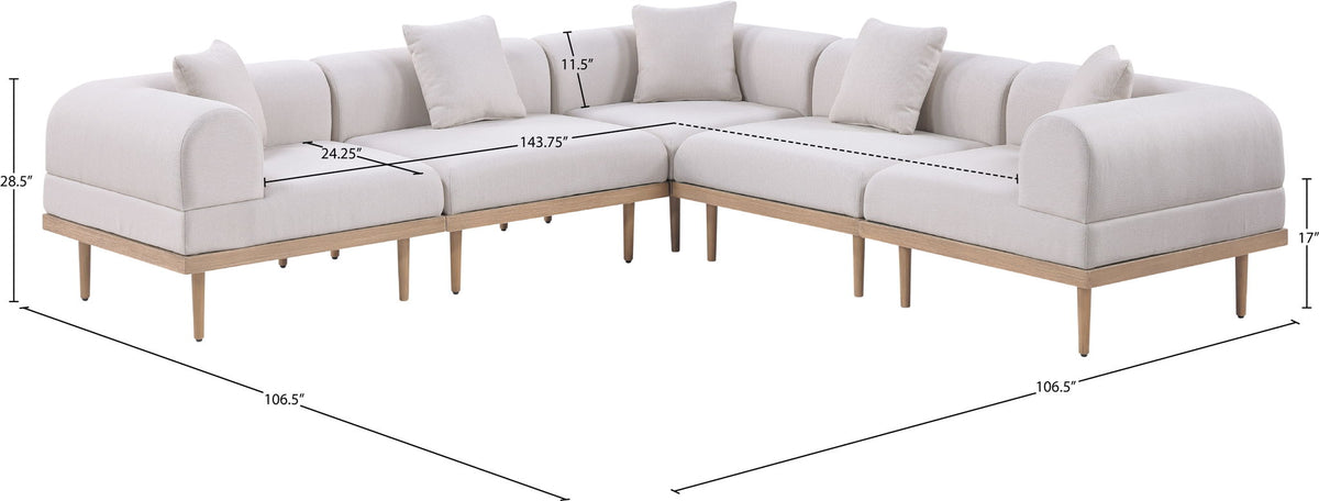 Laguna - 5 Piece 106.5" Upholstered Outdoor Patio Modular Sectional