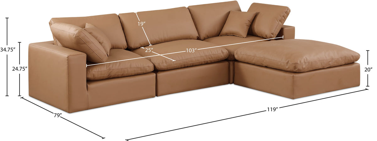 Comfy - 4 Piece Faux Leather Modular Sectional With Chaise