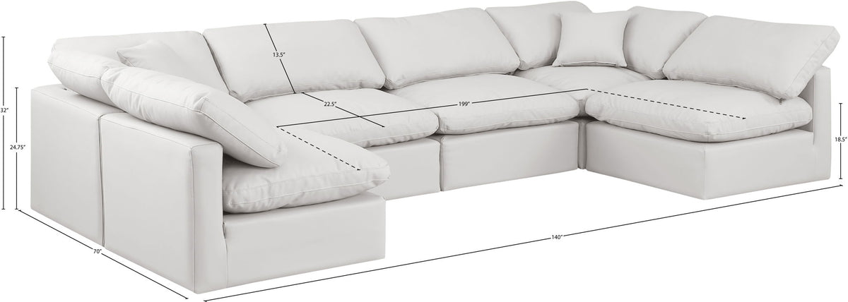 Indulge - Faux Leather 6 Piece Modular U-Shaped Sectional
