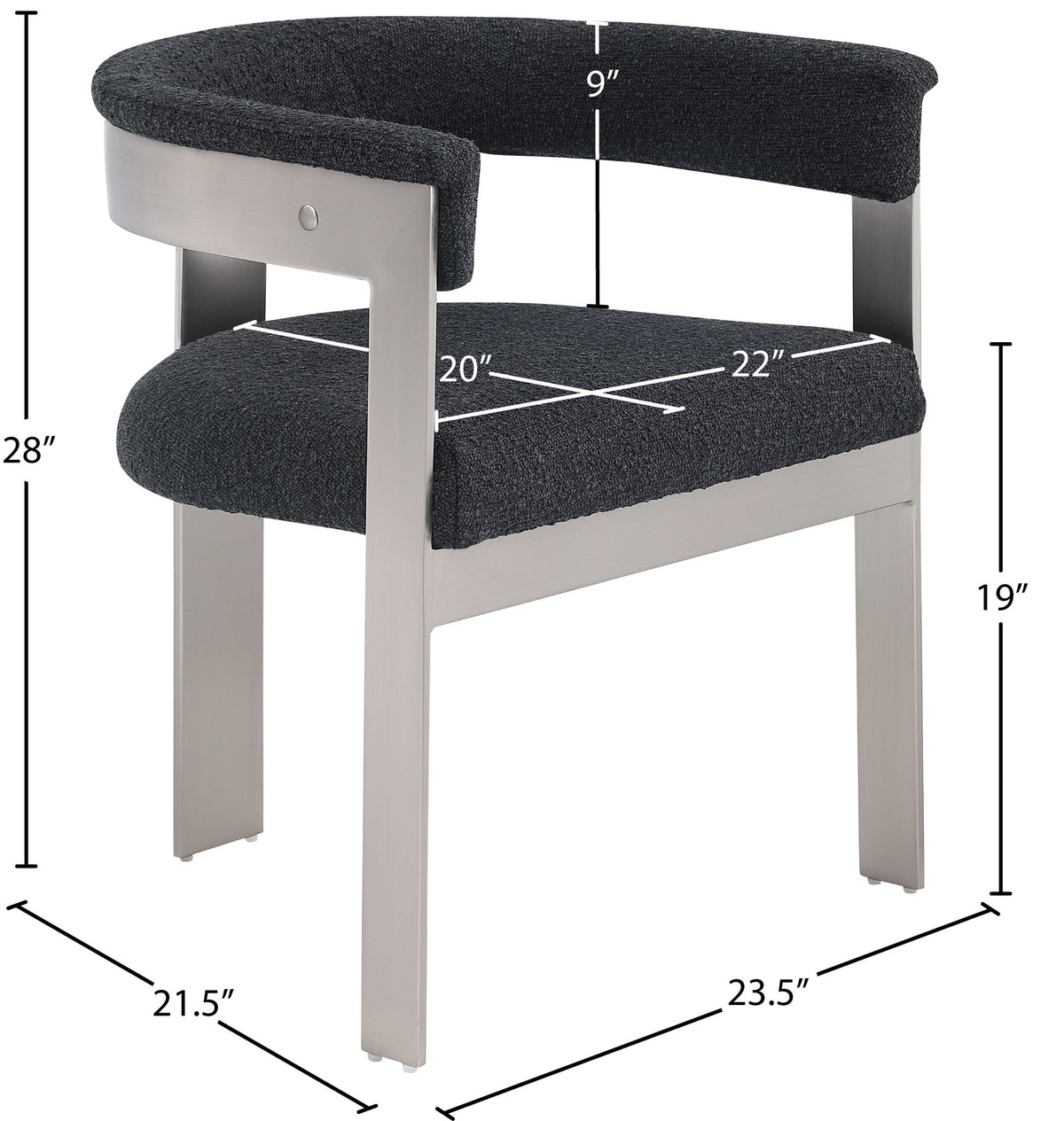 Romeo - Boucle Dining Chair With Silver Base (Set of 2)