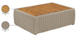 Seacrest - Teak Wood And Wicker Outdoor Patio Coffee Table