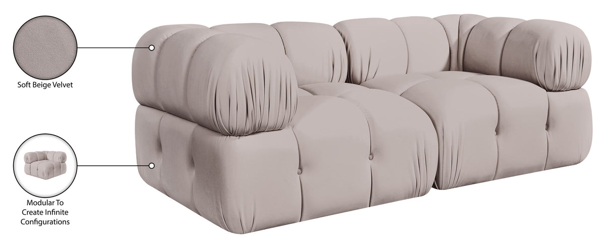 Orin - Velvet Performance Fabric Upholstered 2 Piece Modular Sofa (2 Corner Chairs)