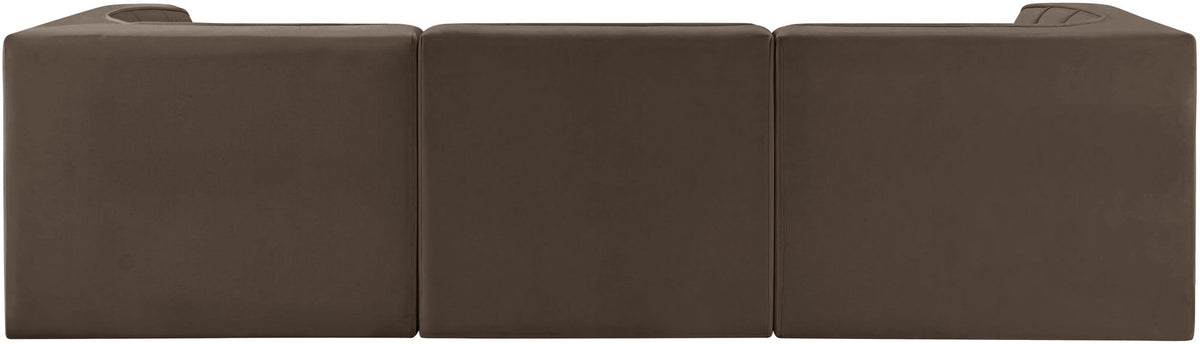 Rummi - Velvet Performance Fabric Upholstered 3 Piece Modular Sofa