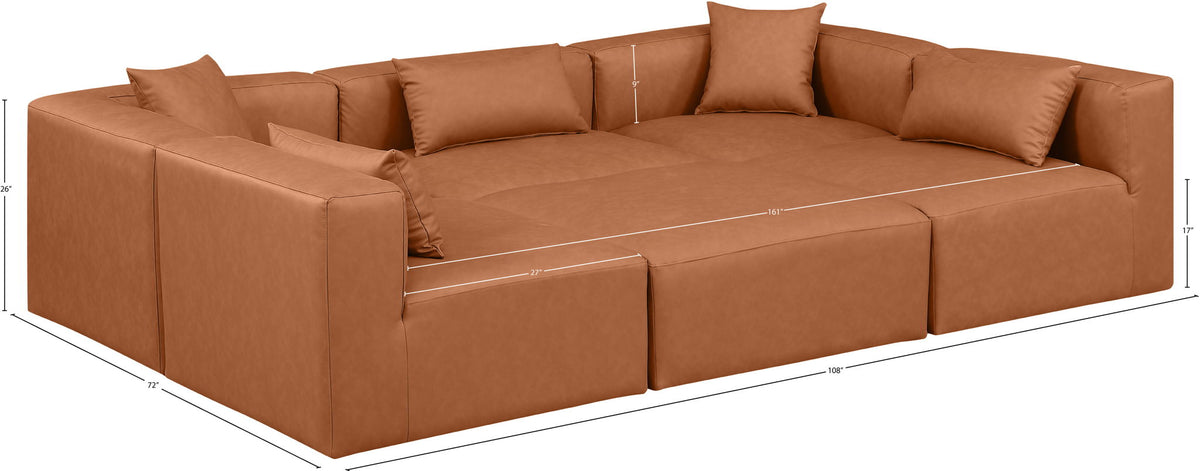 Cube - 6 Piece Modular Sectional - Cognac