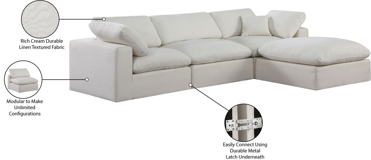 Comfy - 4 Piece Linen Fabric Modular Sectional With Chaise