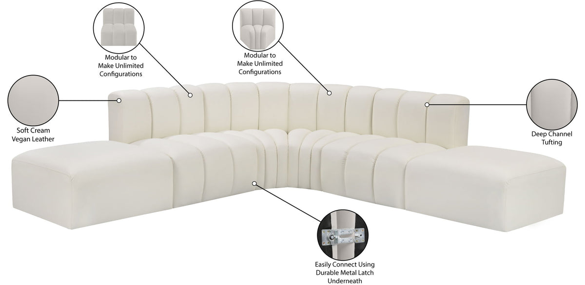 Arc - Faux Leather 6 Piece Corner Modular Sofa