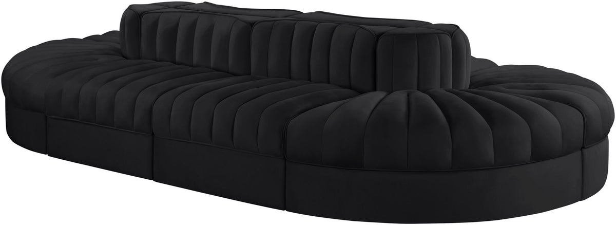 Rummi - Oval Velvet Performance Fabric Upholstered 8 Piece Modular Sectional