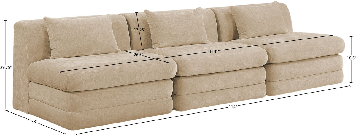 Stellar - 3 Piece 114" Upholstered Modular Armless Sofa