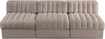 Rummi - Velvet Performance Fabric Upholstered 3 Piece Modular Armless Sofa