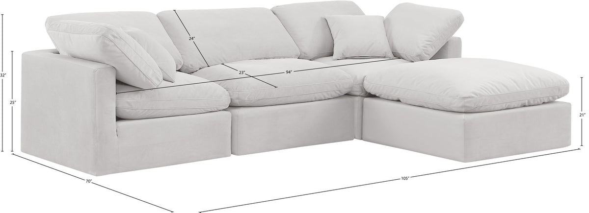 Indulge - Velvet 4 Piece Modular Sectional With Chaise