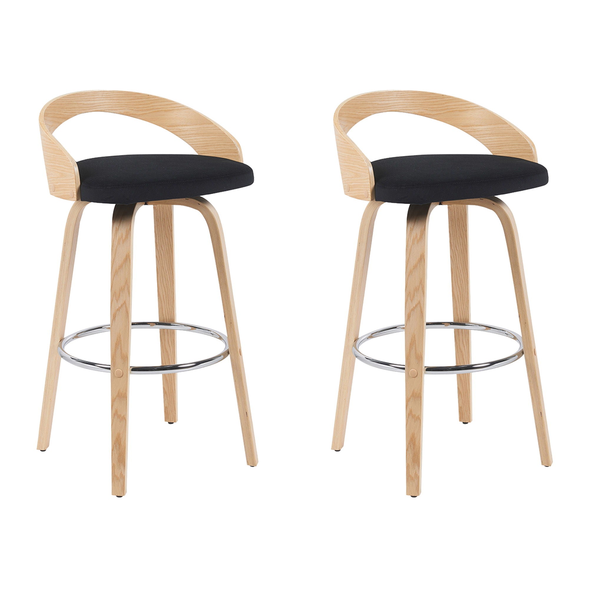 Sonia - Modern Swivel Bar Height Stool - Patterned Oak Wood Finish