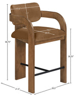 Cedra - Velvet Performance Fabric Upholstered Counter Stool - Brown Frame