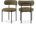 Beacon - Boucle Fabric Dining Chair With Black Legs (Set of 2) - Olive Green