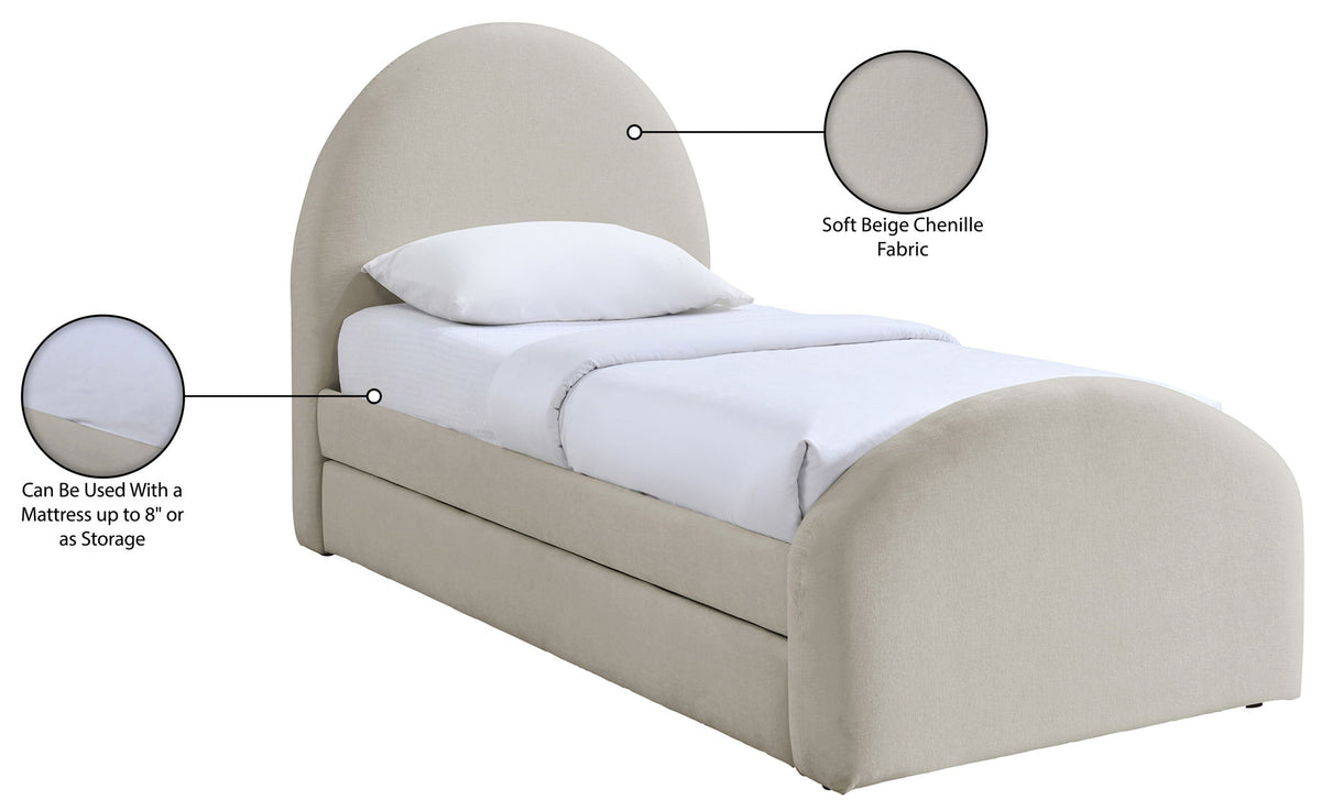 Andaz - Chenille Fabric Upholstered Trundle Bed