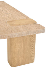 Ravenna - Genuine Fabric Travertine And Oak Wood Table