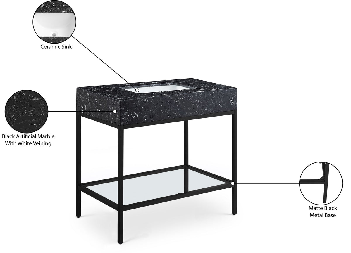 Marmo - Engineered Marble Bathroom Vanity With Black Base
