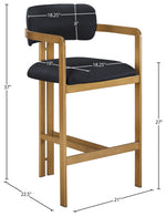 Aurum - Vegan Leather Upholstered Counter Stool With Brushed Brass Base