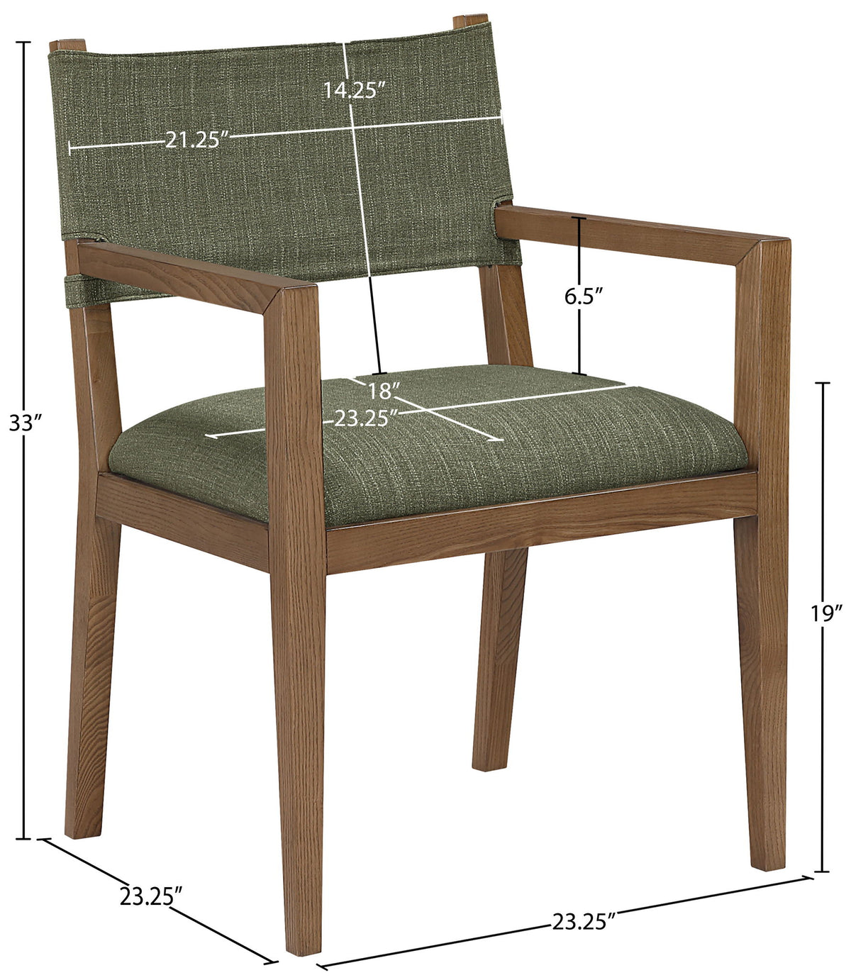 Avon - Linen Textured Performance Fabric Dining Arm Chair